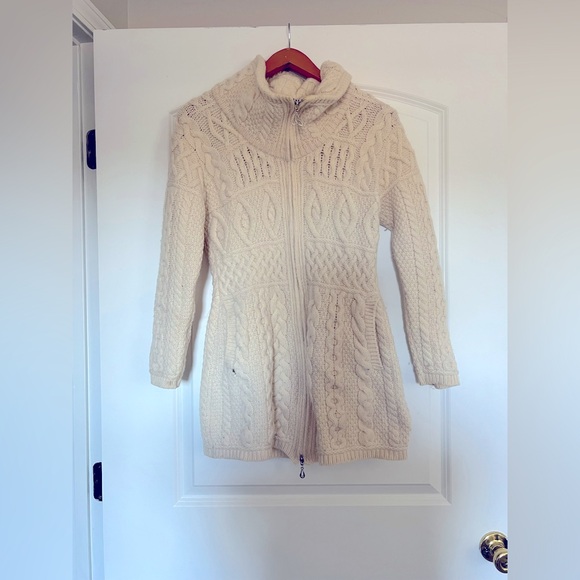 Blarney Sweaters - Blarney Woolen Mills Cream Zip Up Sweater